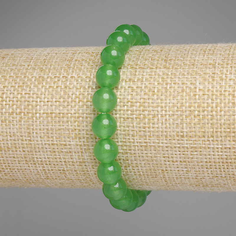 Chrysoprase Bracelet with Smooth Beads, 8 mm Diameter, 18 cm Length, Stretch