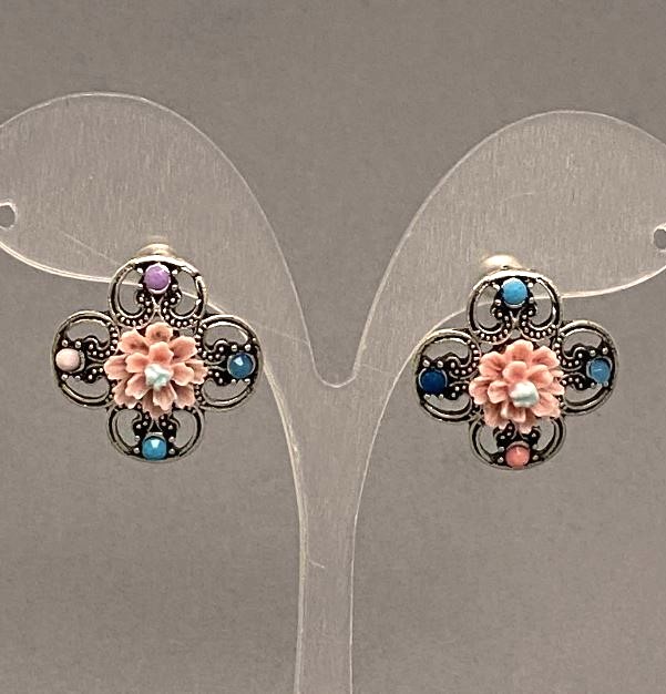 Earrings 'Asters' pink, diameter 22mm