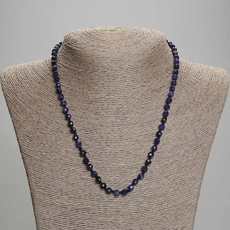 Sodalite Necklace with Faceted Cube Beads, 4.5×4 mm diameter, 55 mm, length 45 mm +/- with clasp