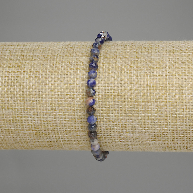 Sodalite Bracelet with Faceted Beads 4 mm, Length 18 cm