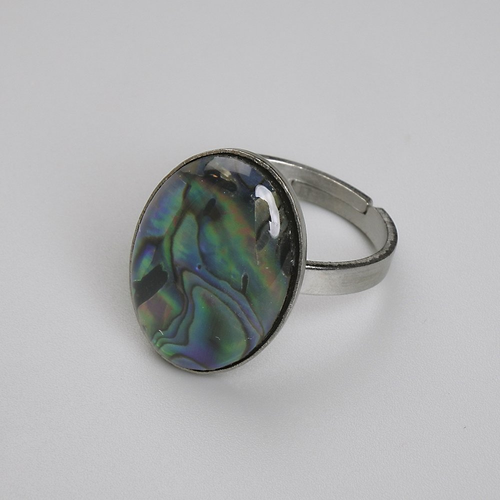 Halite Oval Ring 19×14 mm +/- Silver-Colored Metal