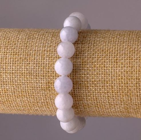 Aquamarine Bracelet on Elastic Cord, Smooth Beads, 10 mm Diameter, 18 cm Circumference