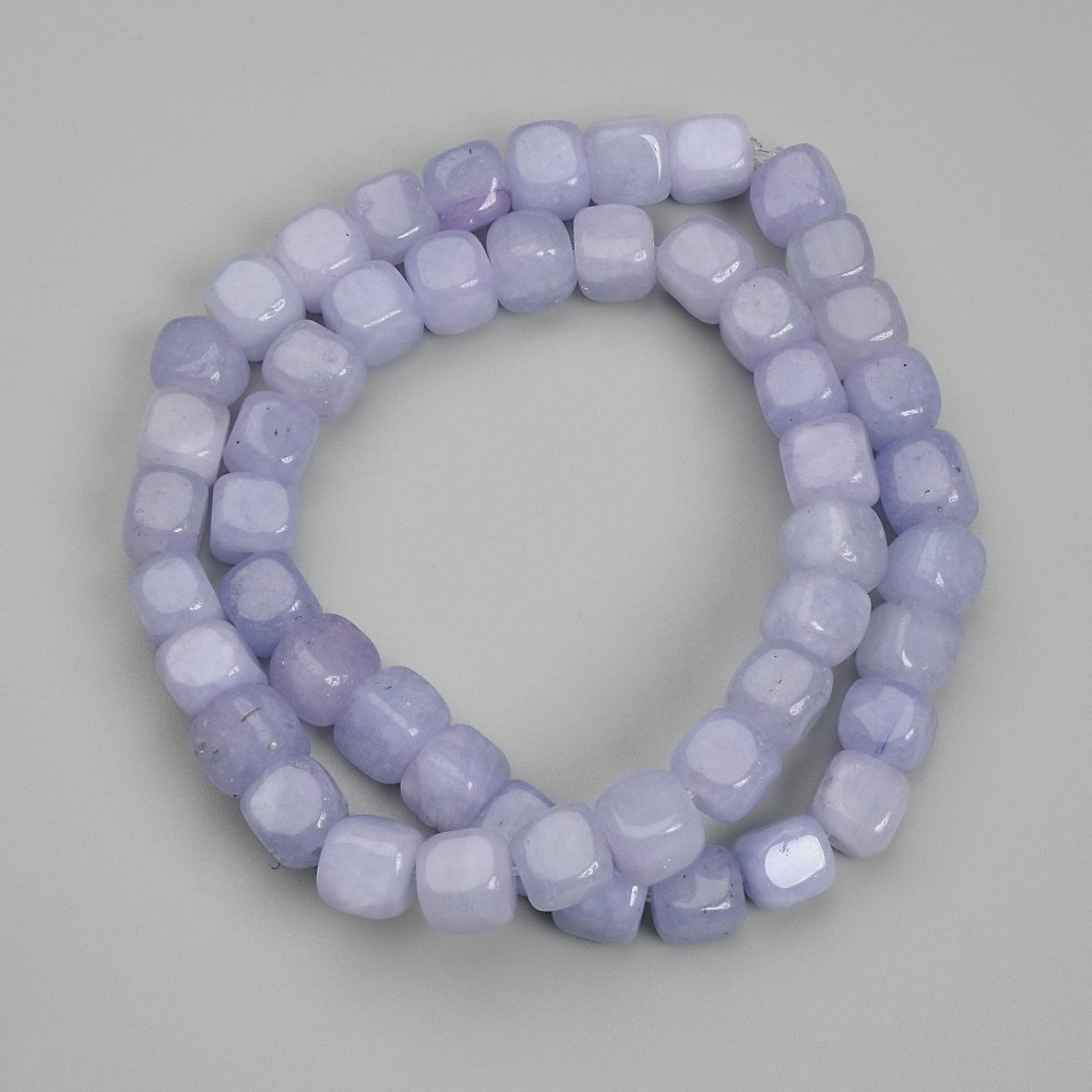 Aquamarine cube beads, 7 mm diameter, about 37 cm length on thread