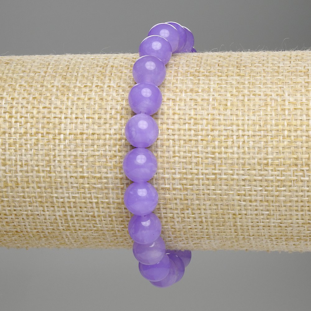 Lavender Amethyst Bracelet with Smooth Beads, 8mm Diameter, 18cm Length, Stretch