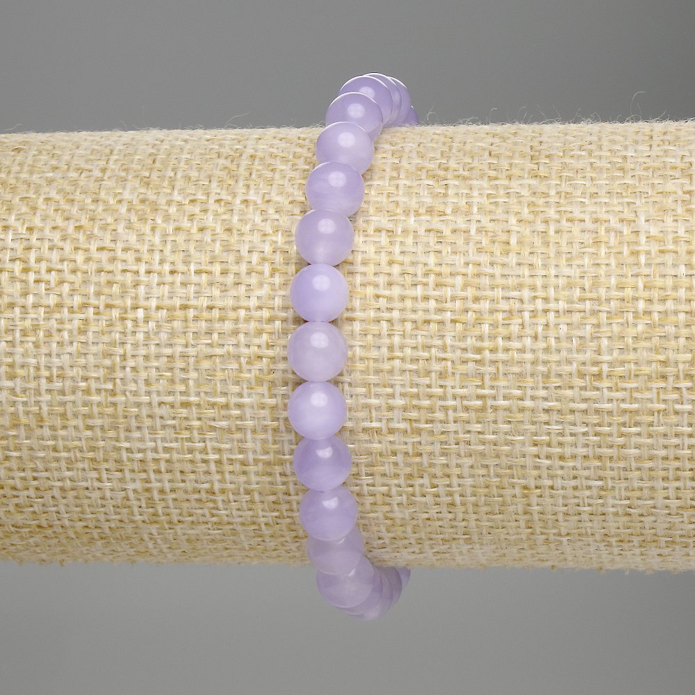 Lavender Amethyst Bracelet, smooth 6 mm beads, 18 cm length, elastic