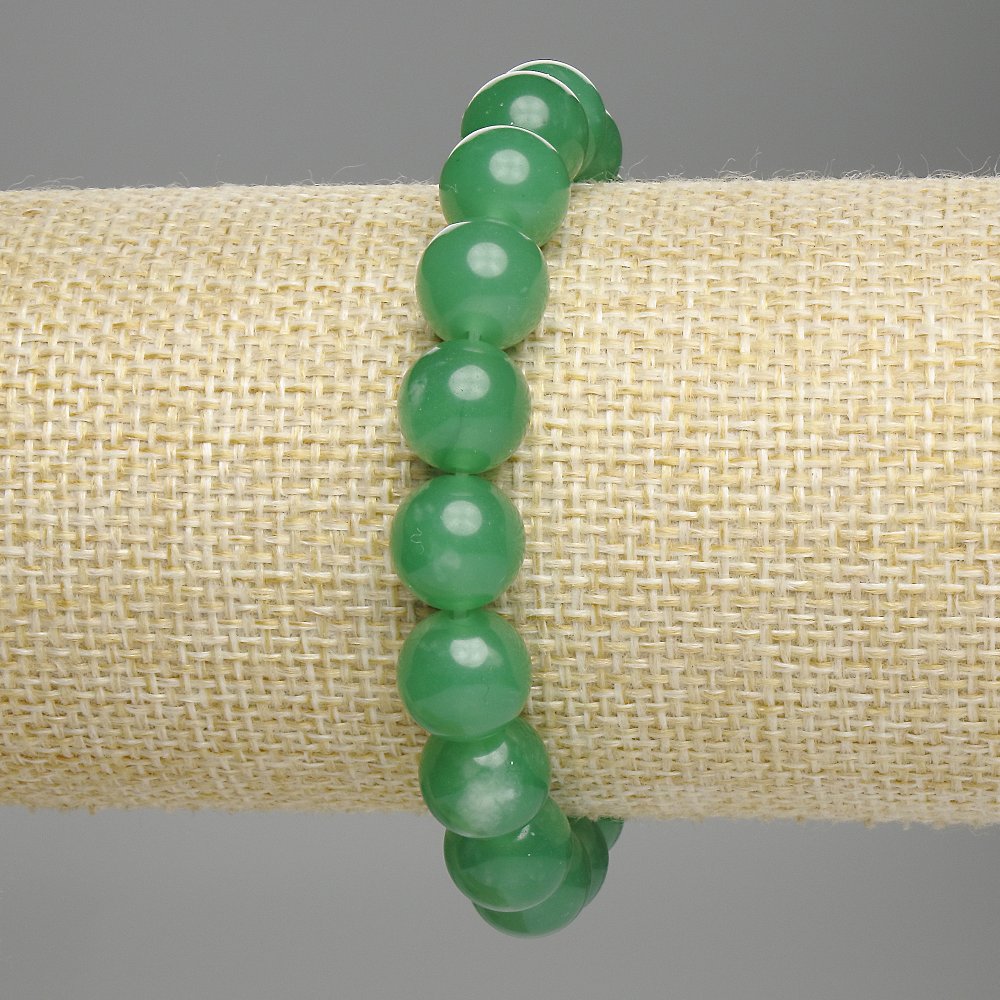 Chrysoprase bracelet with smooth beads, 10 mm diameter, 18 cm length (stretch)