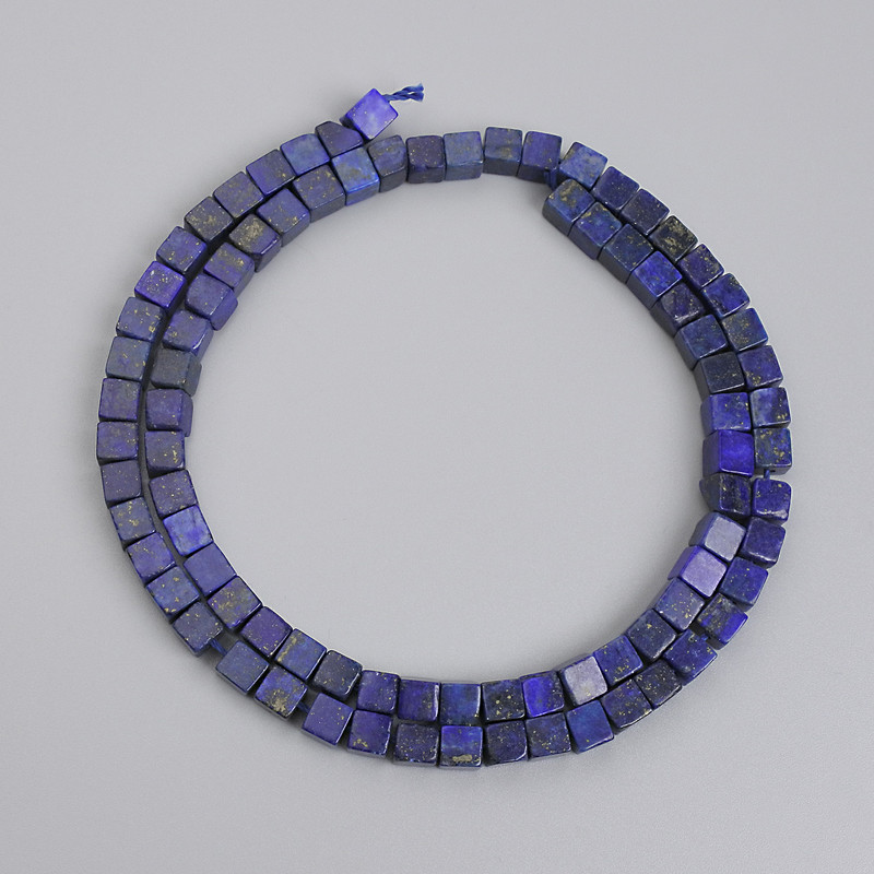 Lazurite Cube Beads, diameter 4.5x4.5 mm on thread, length 38 cm+
