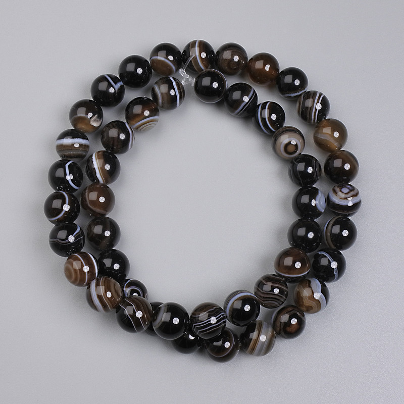 Agate beads, Smooth round 8mm on thread, 38 cm length