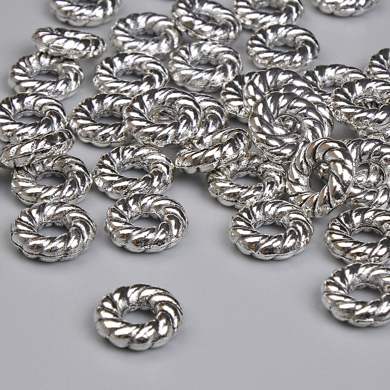 Bead insert finding, silver color, 8×2 mm diameter with 3.2 mm hole, packaging 20 g ~39 pcs