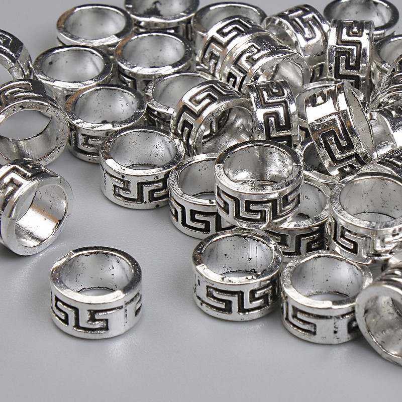 Bead insert findings, silver metal color, 7×4 mm with hole, 6 mm diameter ±, packaging 20 g ~44 pcs