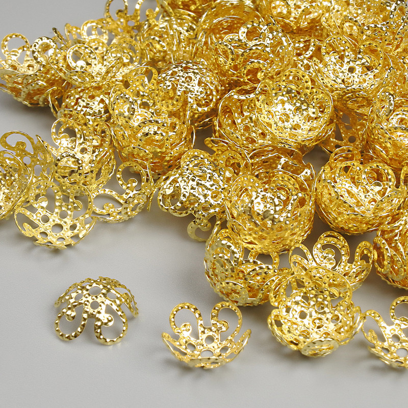 Bead Caps for Beads, Light Gold Metal Color, Diameter 10x1 mm ± Hole, Hole Diameter 1.5 mm ± Packaging 20 g ~200 pcs