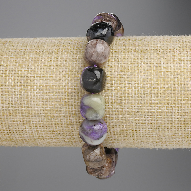 Charoite Faceted Bracelet, diameter 11×10 mm, 5 mm +/-, length 18 cm +/- stretch