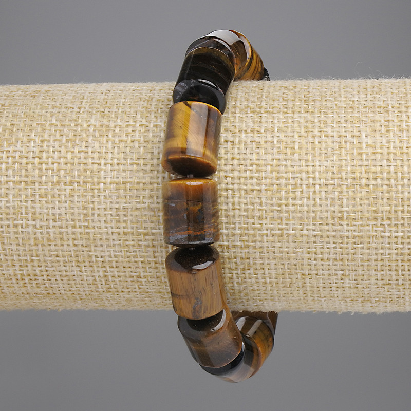 Tiger's Eye Bracelet, Cylindrical Beads, 18 cm