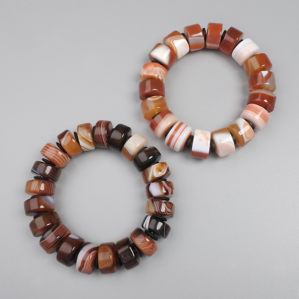 Agate Rondelle Bracelet, 18 cm Stretch