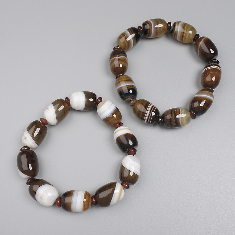 Agate Barrel Bracelet, diameter 18×13 mm ±, rondelle beads 6×3 mm ±, length 18 cm ±, stretch bracelet