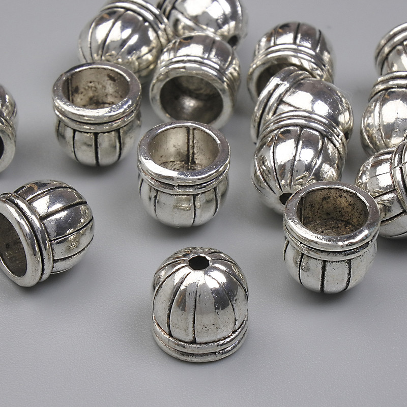 Bead end cap, silver color, 8×8.5 mm, 1.8 mm hole, packaging 20 g (~15 pcs)