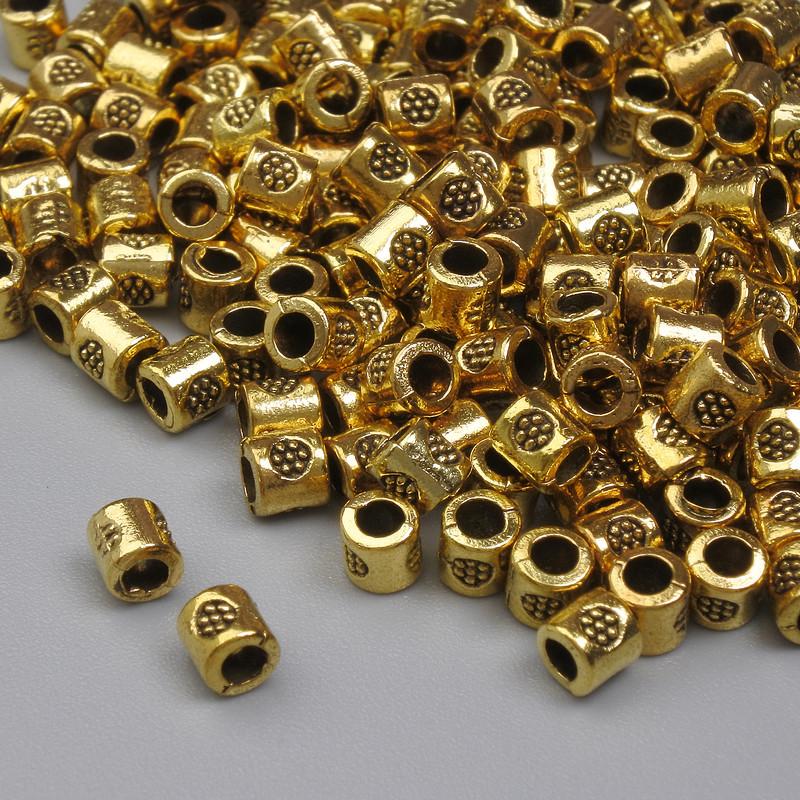 Gold-tone bead insert findings, 3.5×3 mm, hole 1.4 mm, packaging 20 g (~195 pcs)
