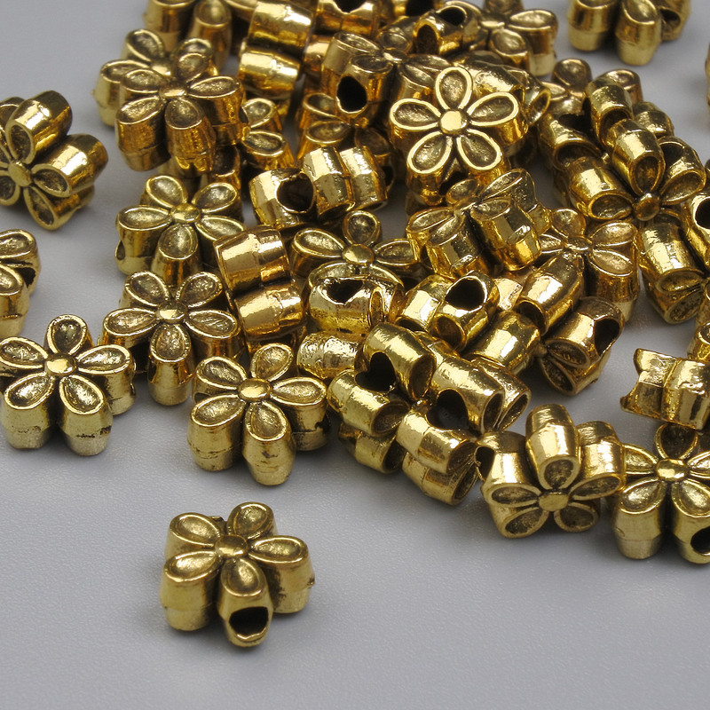 Gold-tone bead insert findings, 7×3 mm, hole diameter ~1.5 mm, packaging 20 g (~47 pcs)