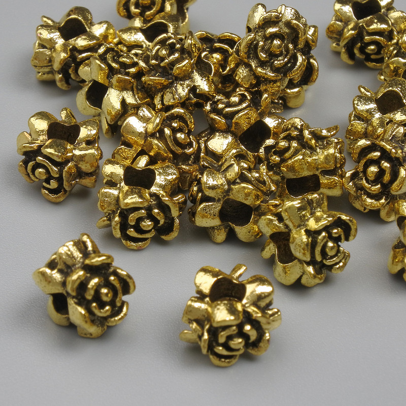 Gold-tone bead-insert finding, 8×5 mm, hole diameter ~2.8 mm, packaging 20 g (~22 pcs)