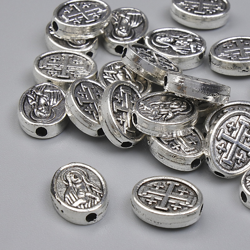 Silver-colored bead insert findings, 10×8 mm diameter, ± hole diameter 1.5 mm, packaging 20 g (~23 pcs)