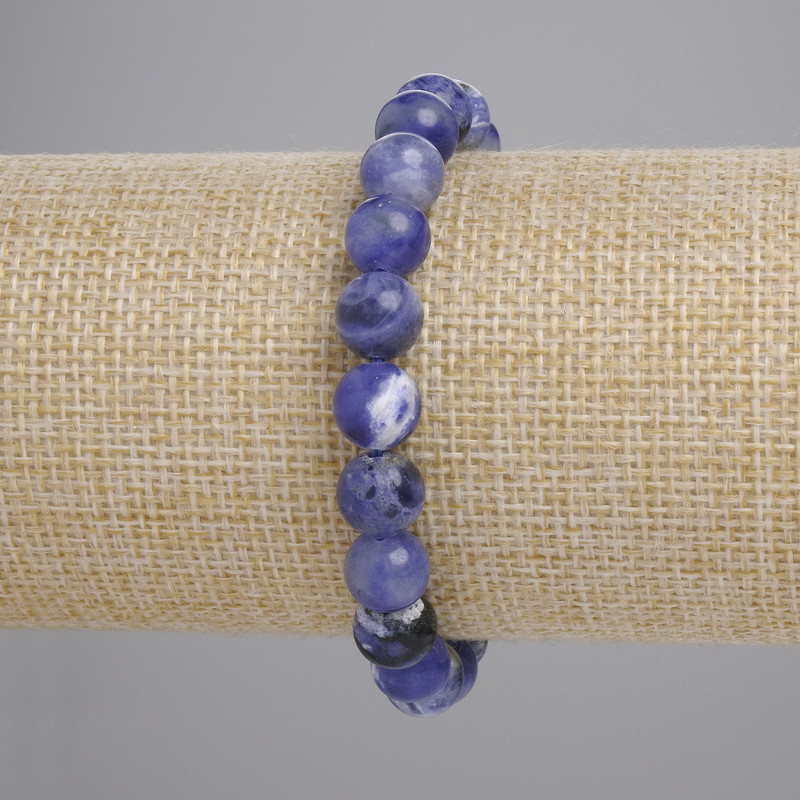 Sodalite Bracelet with Smooth Beads, 8mm Diameter, 18cm Length, Stretch