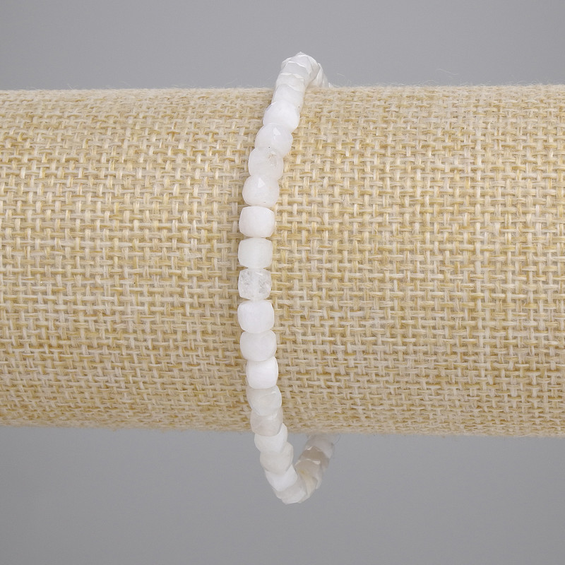 Moonstone (Adularia) bracelet with faceted cube beads 4×4 mm, length about 18 cm, stretch bracelet