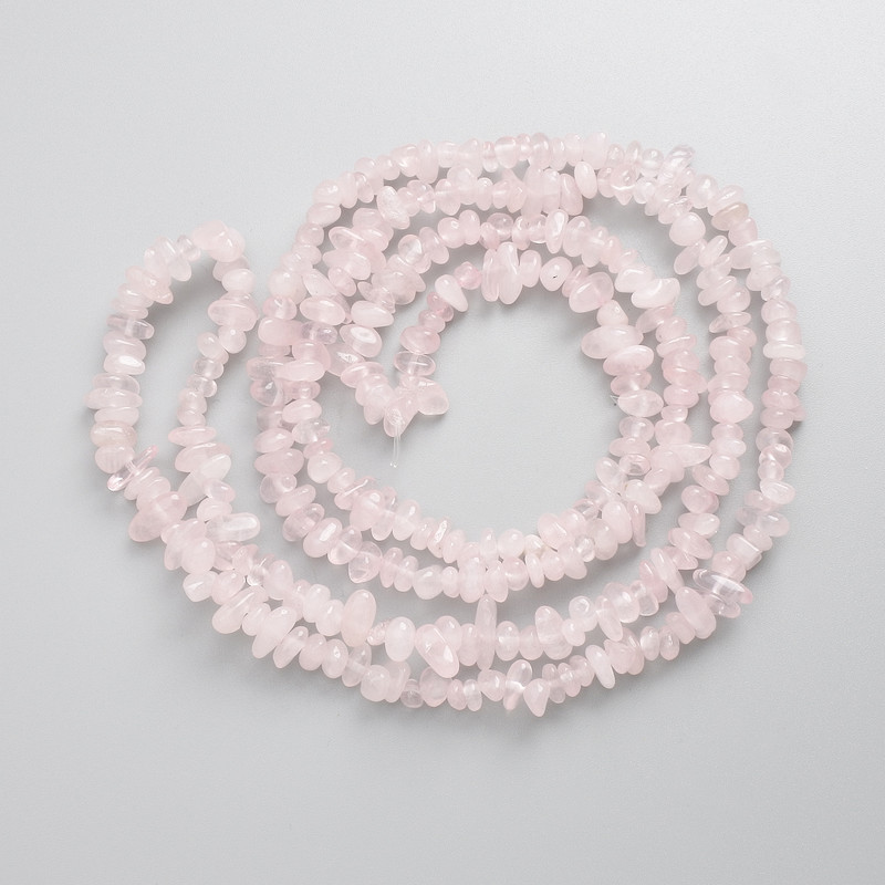 Pink Quartz Beads, Natural Stone Chip on Thread, Diameter 4-8 mm, 5x3-4 mm ±, Length 80 cm+