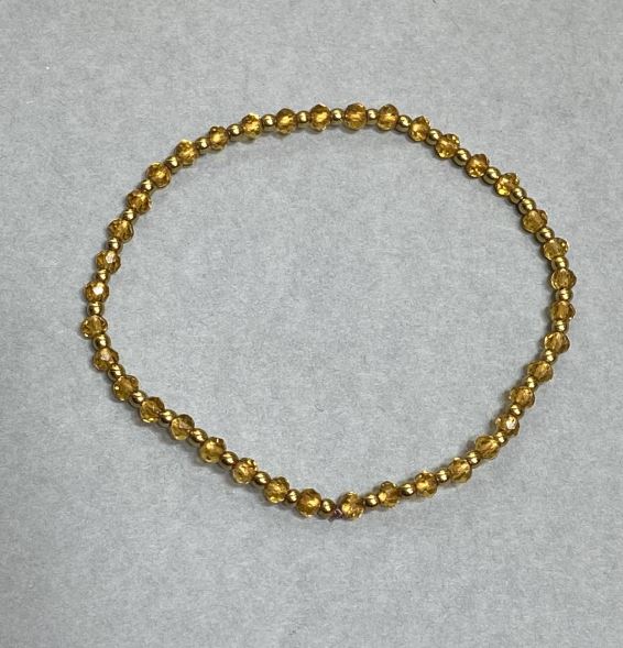 Bracelet with Czech crystal faceted rondelles 3.5 x 2.5 mm and hematite beads 2 mm, length 18 cm, elastic