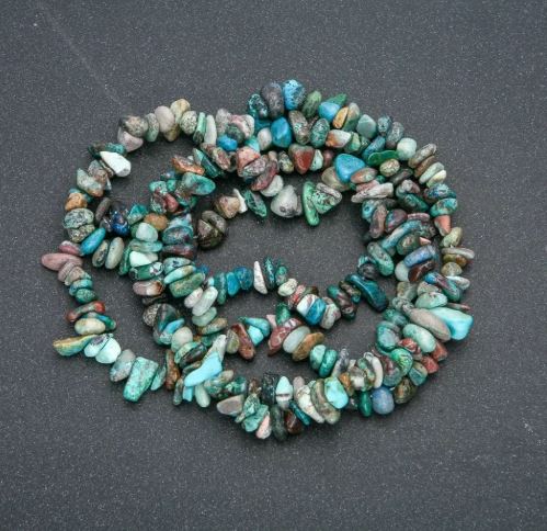 Chrysocolla chip beads strand, 6x4mm, length 80 cm +