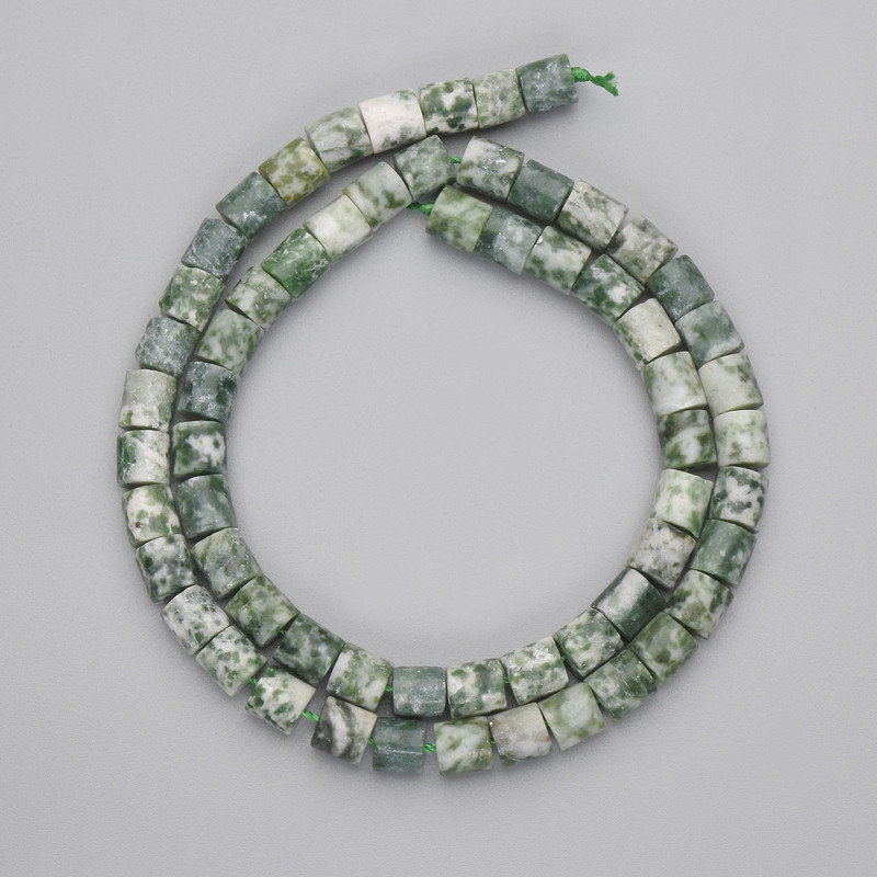 Moss Agate Beads Cylindrical 6x6mm, 38 cm on Thread