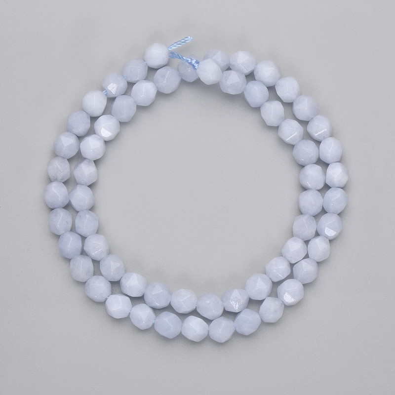 Aquamarine beads, faceted, 6x5.5 mm, 37 cm strand