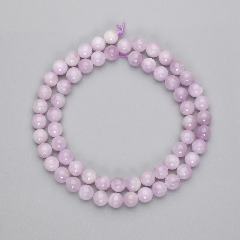 Kunzite Beads - Smooth Round, 7 mm Diameter, 39 cm Length on Thread
