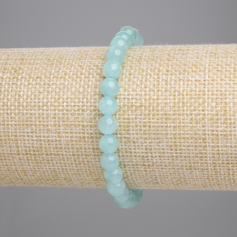 Amazonite Bracelet – Smooth Beads, 6 mm Diameter, 18 cm Length, Stretch