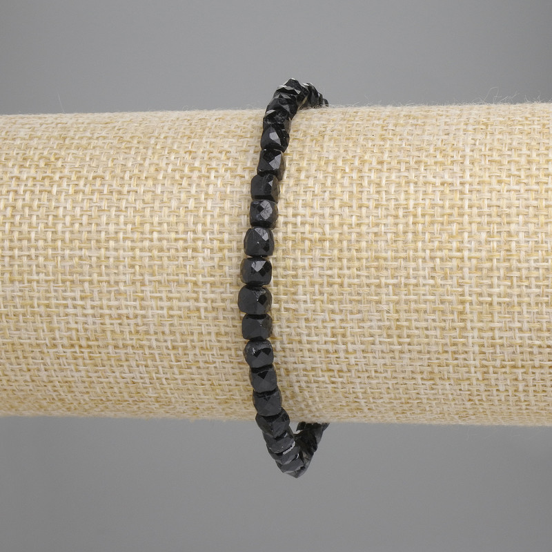 Clearance! Faceted Tourmaline Cube Bead Bracelet, 4x4 mm Cubes, 18 cm length, Stretch
