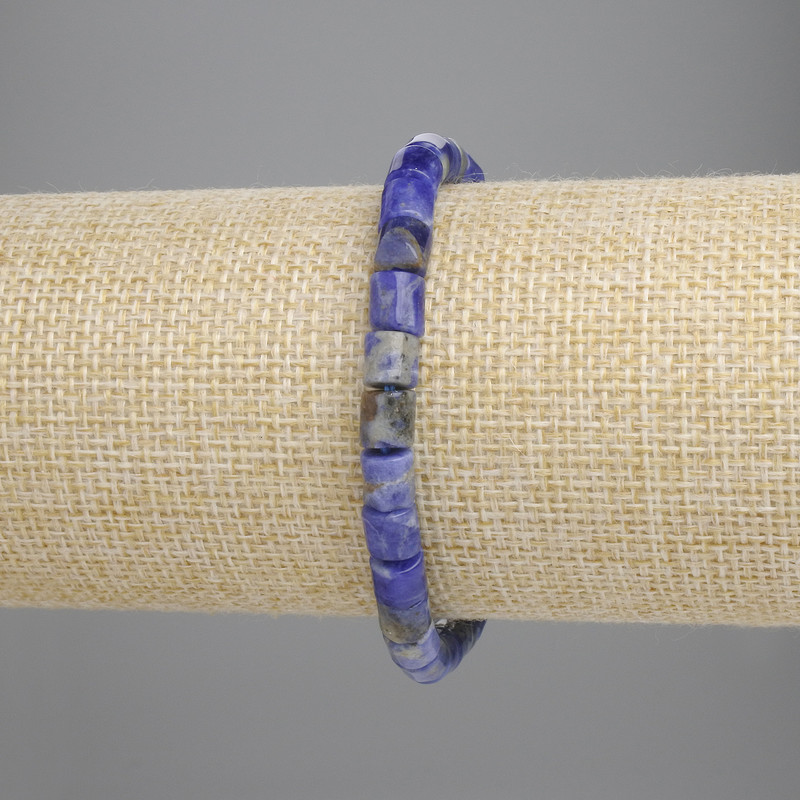 Sodalite bracelet with cylindrical beads, 6x6 mm, 18 cm length, stretch