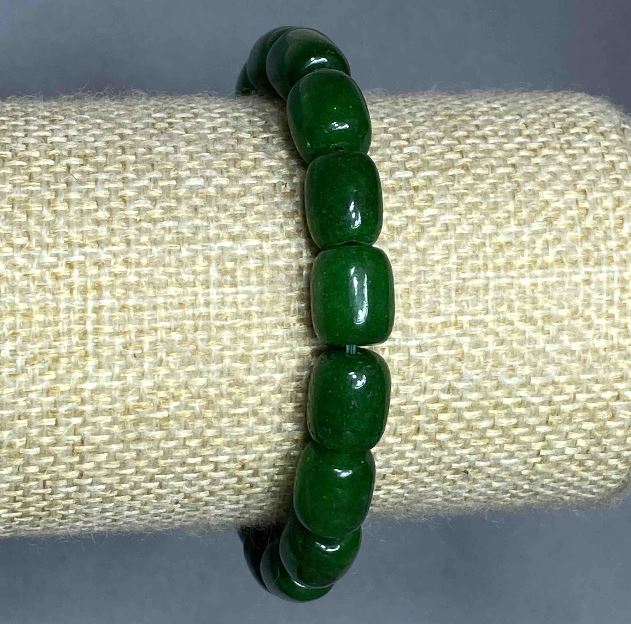 Chrysoprase Barrel Bracelet, 10 x 8 mm Beads, Length approx. 18 cm, Elastic