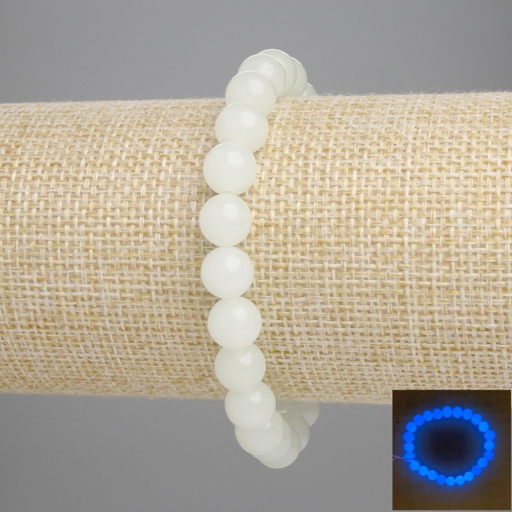 Blue Onyx Bracelet (Blue Glow) Smooth Beads, 8mm, 18cm, Stretch
