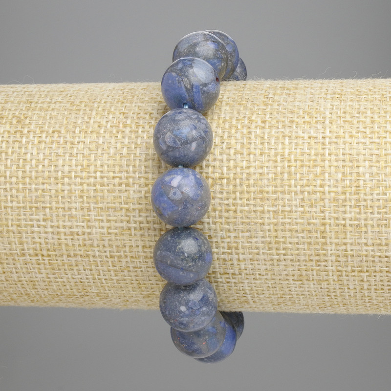 Sponge coral bracelet with smooth 12mm beads, length 18 cm, stretch bracelet