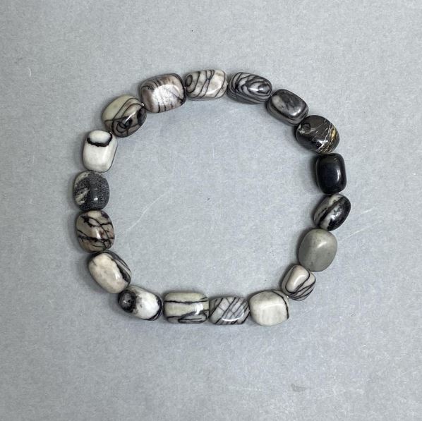 Jasper Faceted Bead Bracelet, 11x8 mm beads, 5 mm, 18 cm length, stretch