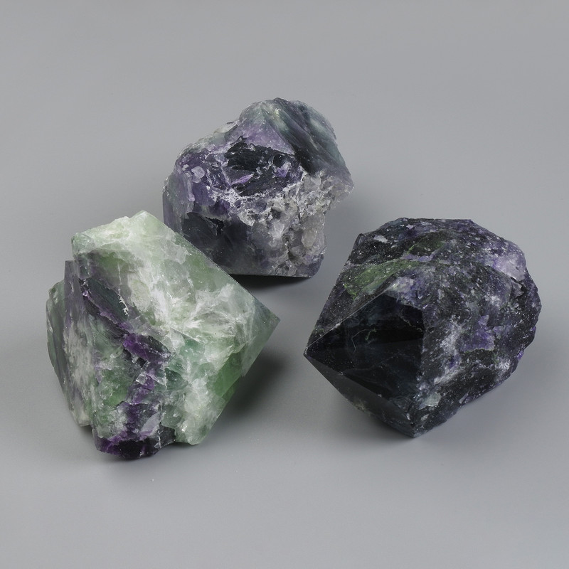 Natural unprocessed fluorite stone, dimensions 55-60×45-55×37-45 mm +/- (assorted sizes) (Price per 100 g)