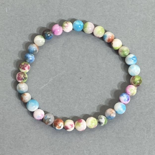 Variscite Bracelet with Smooth Beads, 6 mm diameter, 18 cm length, stretch
