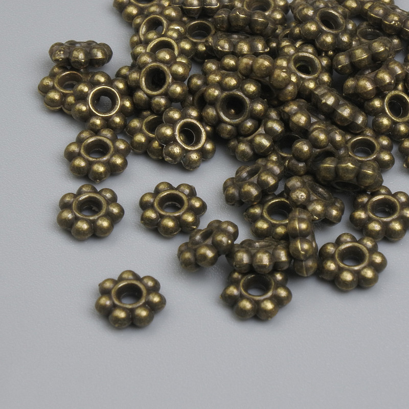 Bronze Bead Insert, bronze color, 5.5×1.5 mm, hole diameter ~2 mm, packaging approx. 48 pcs