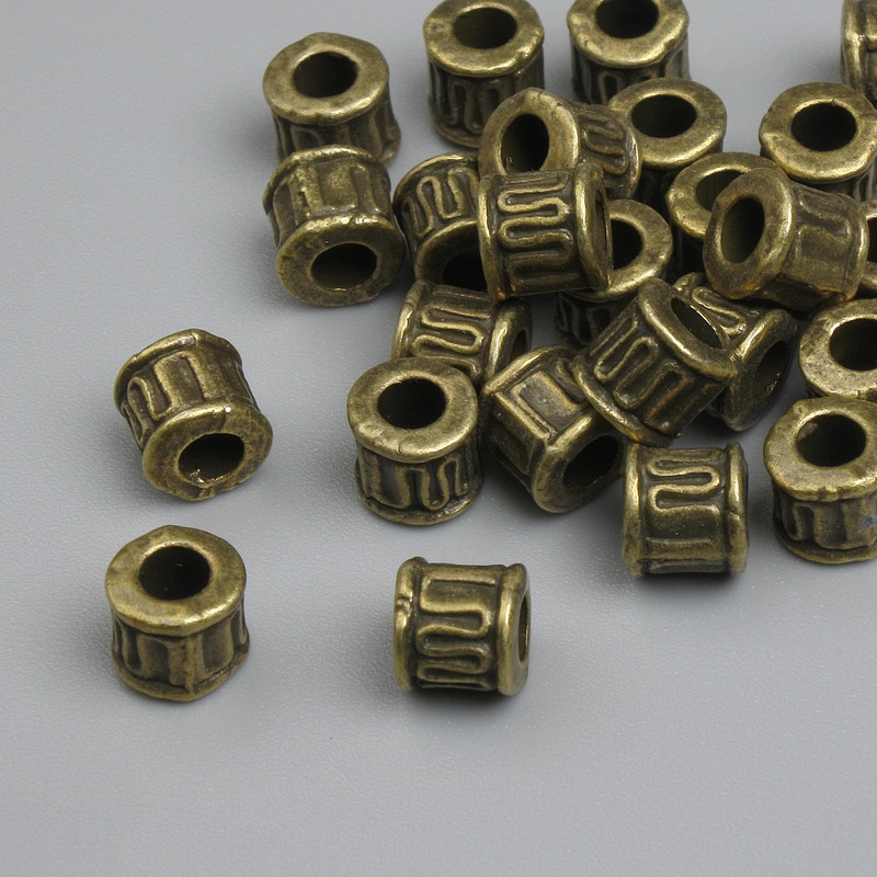 Bronze bead-insert findings, bronze color, 5x5 mm with approx. 3 mm hole, packaging ~26 pcs