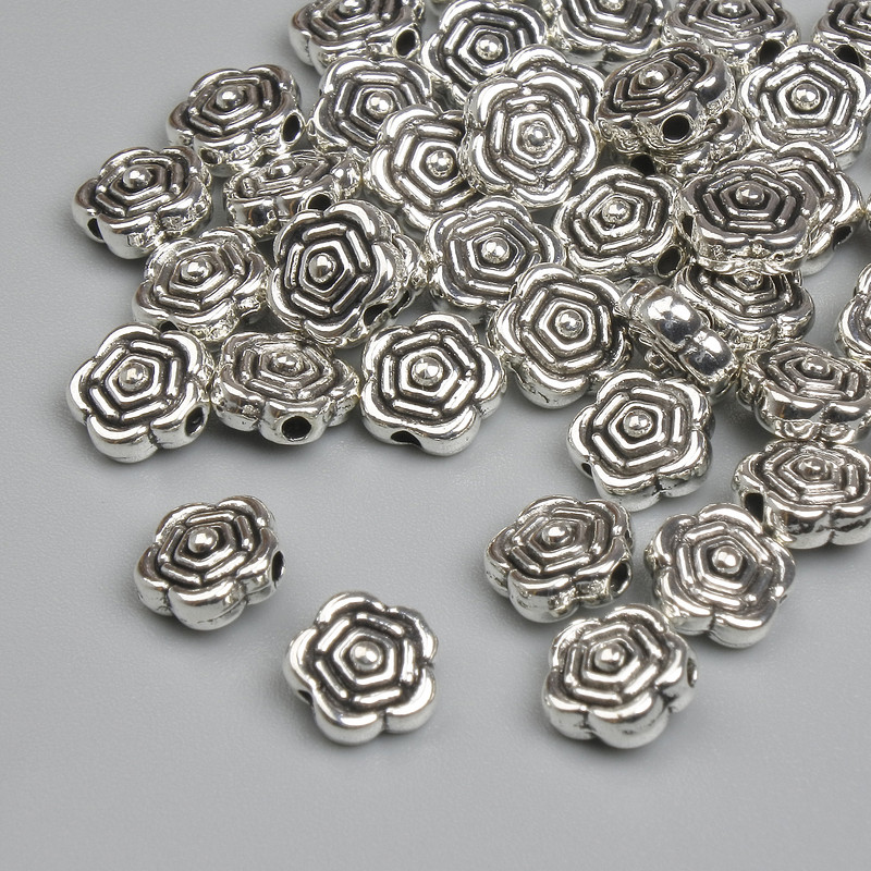 Bead Insert Findings, Silver-Tone Metal, 6.5 mm Diameter +/- Hole 1.8 mm +/- Packaging ~41 pcs +