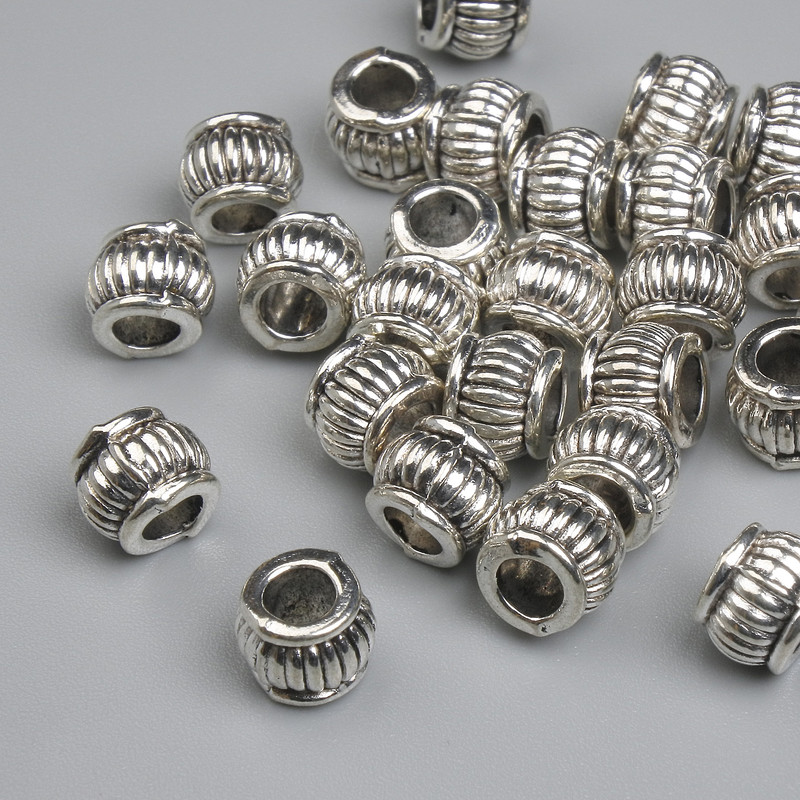 Bead Insert, Silver Color, Metal Tone, 6×5 mm, Hole Diameter ~3.2 mm, Packaging ~26 pcs
