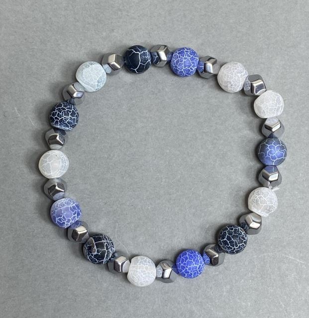 Bracelet with Frosted Agate and Hematite