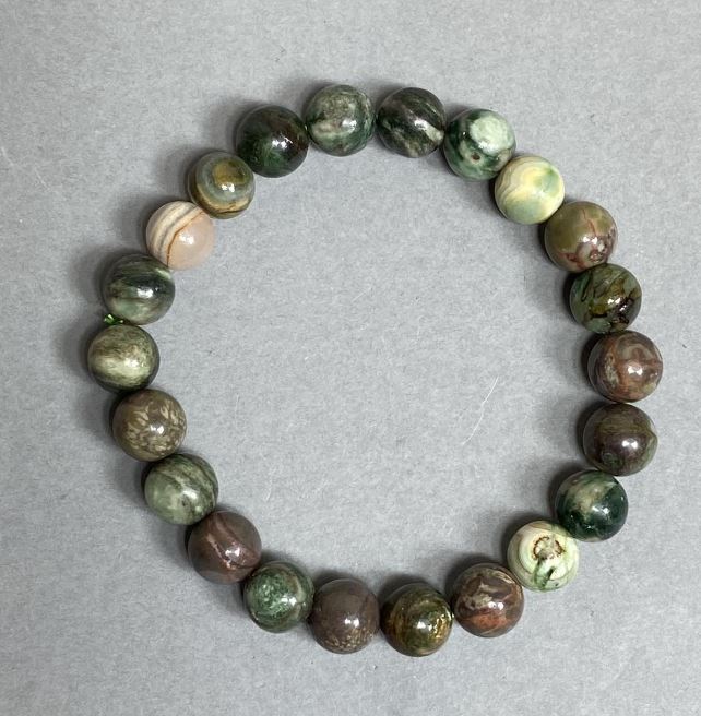 Bracelet with Seraphinite, Jasper, and Green Opal