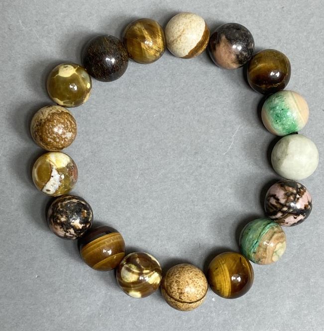 Bracelet made of Jasper, Rhodonite, and Tiger's Eye