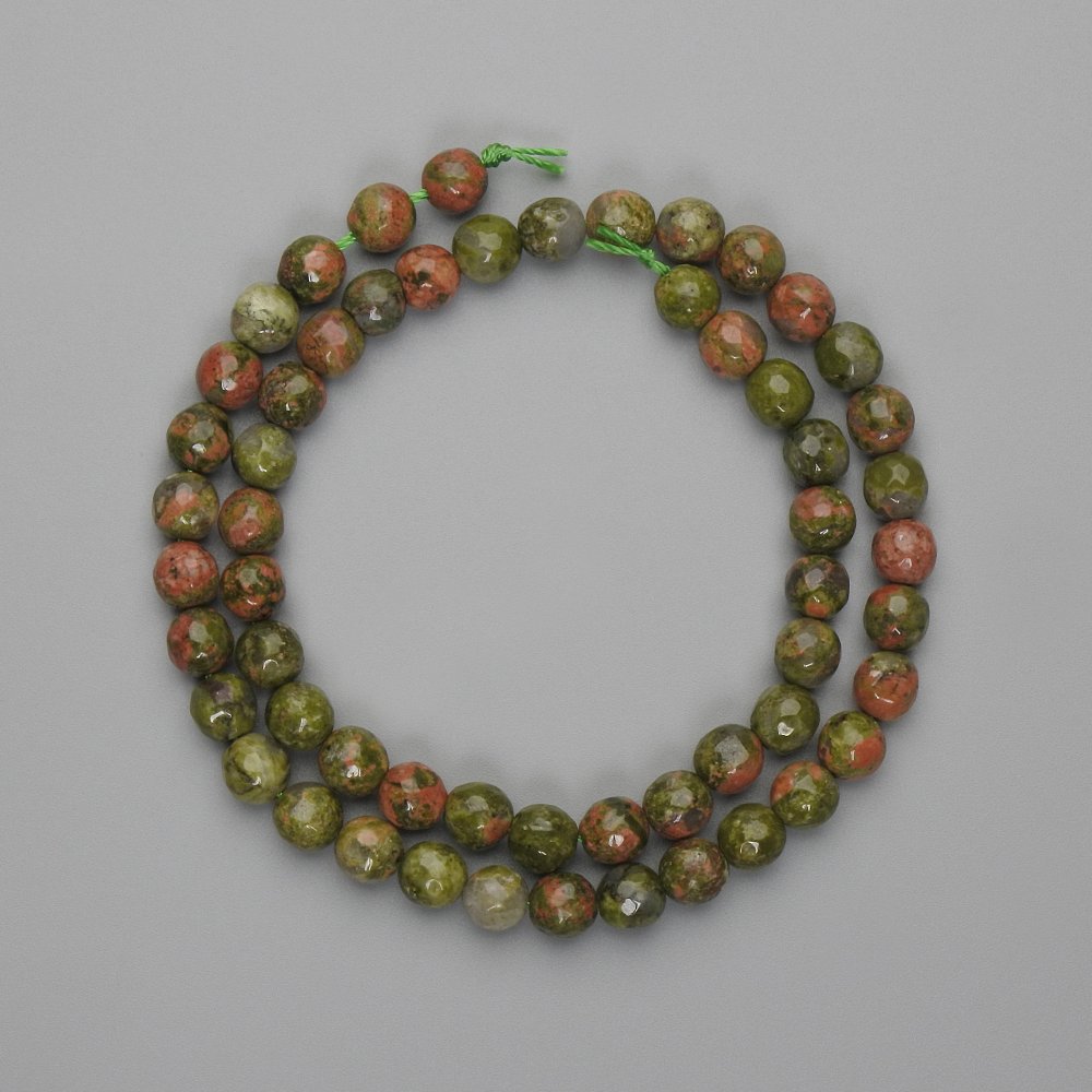 Heliotrope beads, faceted ball, 6mm diameter, 36cm length on thread