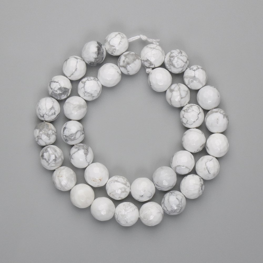 Faceted Cacholong Beads, 10mm, 37 cm Strand